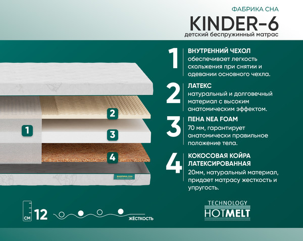 Изображение товара Детский матрас Фабрика сна Kinder-6 80x140