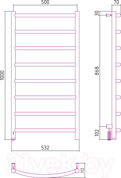 Изображение товара Полотенцесушитель электрический Сунержа Галант 4.0 100x50 / 00-0831-1050