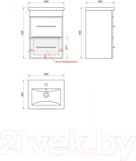 Изображение товара Тумба под умывальник Какса-А Hotel 50 / 004750
