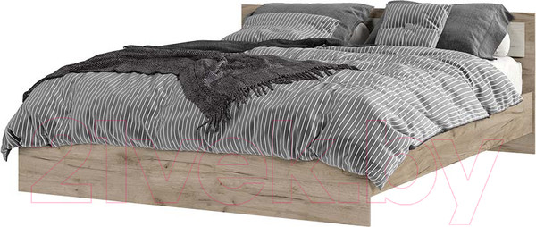 Изображение товара Двуспальная кровать Стендмебель Гармония КР-601 160x200 (дуб крафт белый/дуб крафт серый)