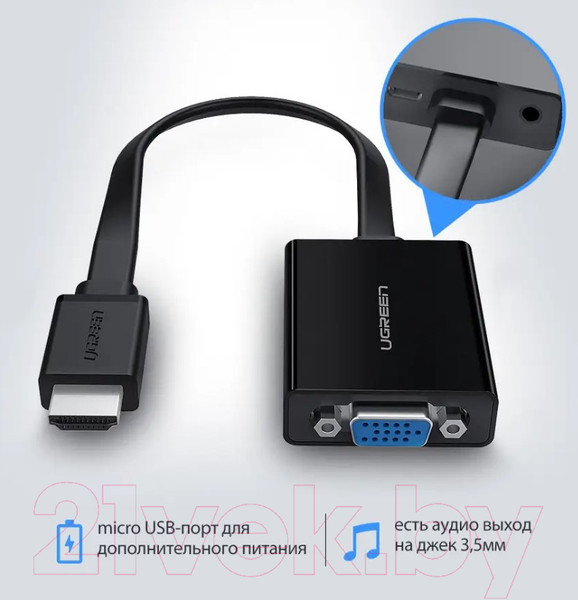 Изображение товара Конвертер цифровой Ugreen MM103 / 40248 (0.25м, черный)