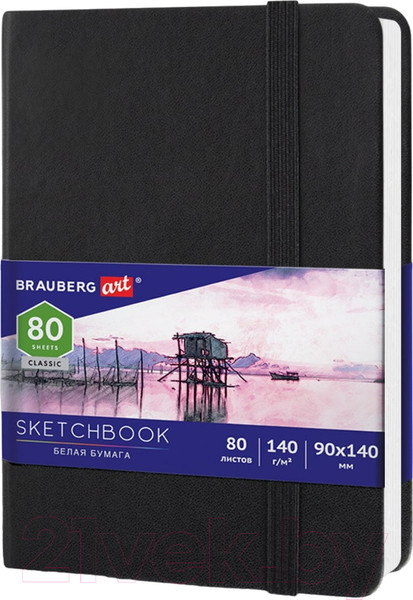Изображение товара Скетчбук Brauberg Art Classic / 113180 (черный, белая бумага)
