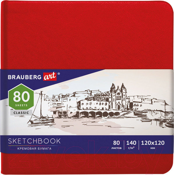 Изображение товара Скетчбук Brauberg Art Classic / 113190 (красный, слоновая кость)