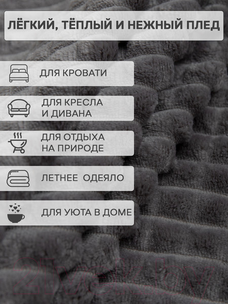 Изображение товара Плед TexRepublic FF FNJq GY5 2022 16-0000 / 23314 (серый)