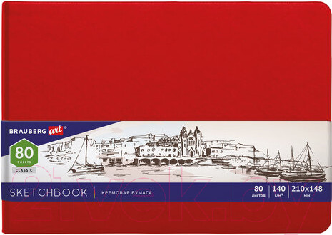 Изображение товара Скетчбук Brauberg Art Classic / 113197 (красный, слоновая кость)