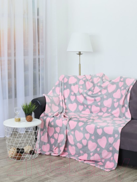 Изображение товара Плед TexRepublic Сердечки TF FN F113PI b1520 / 24765 (розовый/серый)