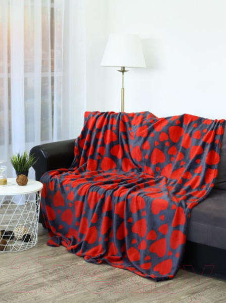 Изображение товара Плед TexRepublic Сердечки TF FN F113R b1520 / 24766 (красный/темно-синий)