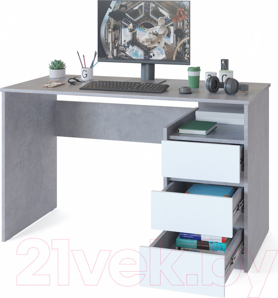 Изображение товара Письменный стол Сокол-Мебель СПм-21 (бетон/белый)