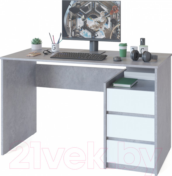 Изображение товара Письменный стол Сокол-Мебель СПм-21 (бетон/белый)