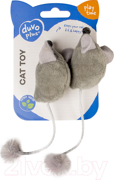 Изображение товара Игрушка для кошек Duvo Plus Мышки плюшевые с кошачьей мятой / 12082/DV (серый)