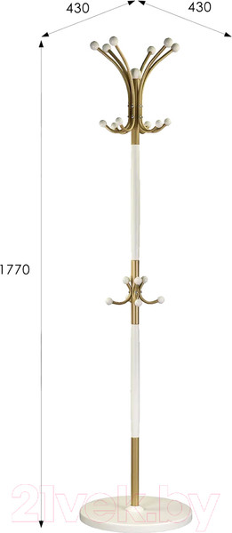 Изображение товара Вешалка для одежды Мебелик Напольная Д 1 (золото/слоновая кость)