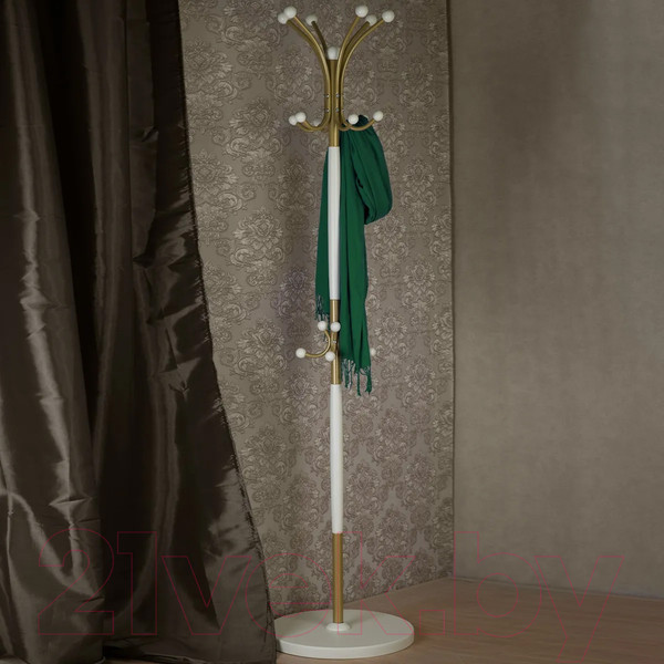 Изображение товара Вешалка для одежды Мебелик Напольная Д 1 (золото/слоновая кость)