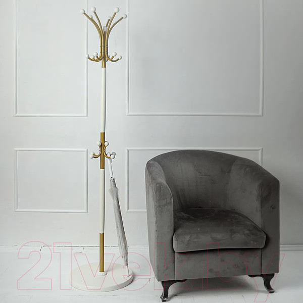 Изображение товара Вешалка для одежды Мебелик Напольная Д 1 (золото/слоновая кость)