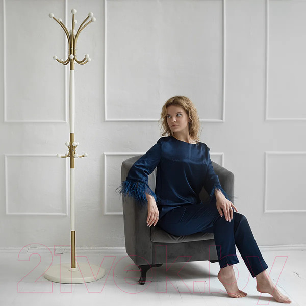 Изображение товара Вешалка для одежды Мебелик Напольная Д 1 (золото/слоновая кость)