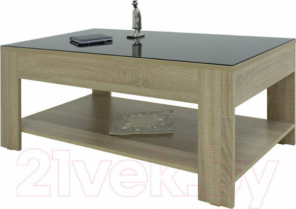 Изображение товара Журнальный столик Мебелик BeautyStyle 26 (сонома/стекло черное)