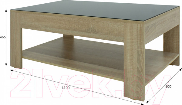 Изображение товара Журнальный столик Мебелик BeautyStyle 26 (сонома/стекло черное)