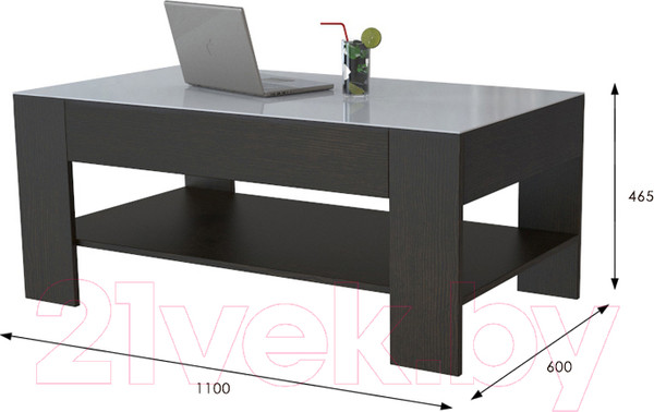 Изображение товара Журнальный столик Мебелик BeautyStyle 26 (венге/стекло белое)