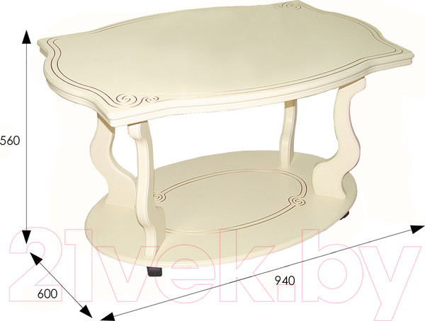 Изображение товара Журнальный столик Мебелик Берже 3 (слоновая кость)