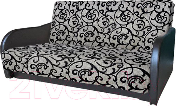 Изображение товара Диван Асмана Дачник-1 (рогожка завиток черный/кожзам черный)