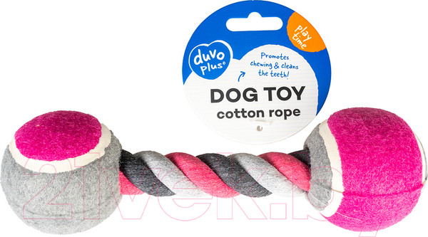 Изображение товара Игрушка для собак Duvo Plus Гантель с мячиками / 4705041/DV (серый/розовый)