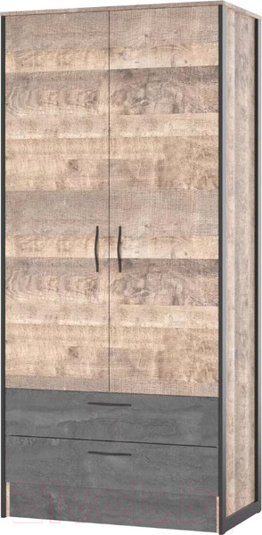 Изображение товара Шкаф НК Мебель Hugo 2-х дверный 72505192 / 72507334 (дуб гранж/железный камень)