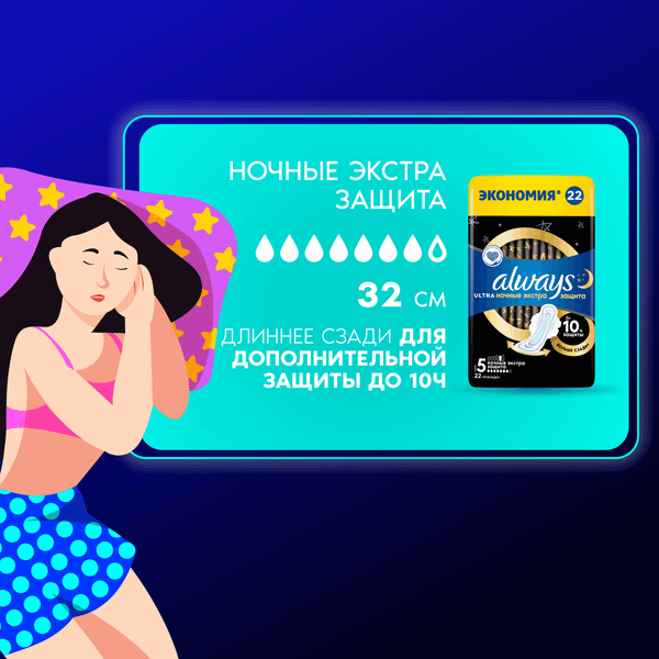 Изображение товара Прокладки гигиенические Always Ultra Secure Night Duo (22шт)