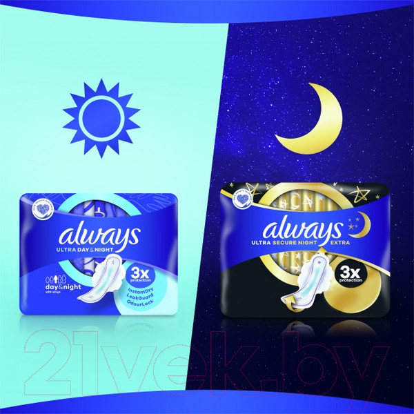 Изображение товара Прокладки гигиенические Always Ultra Day&Night Duo (56шт, ароматизированные)