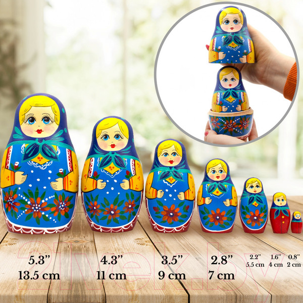 Изображение товара Матрешка сувенирная Брестская Фабрика Сувениров С цветочным декором 7003