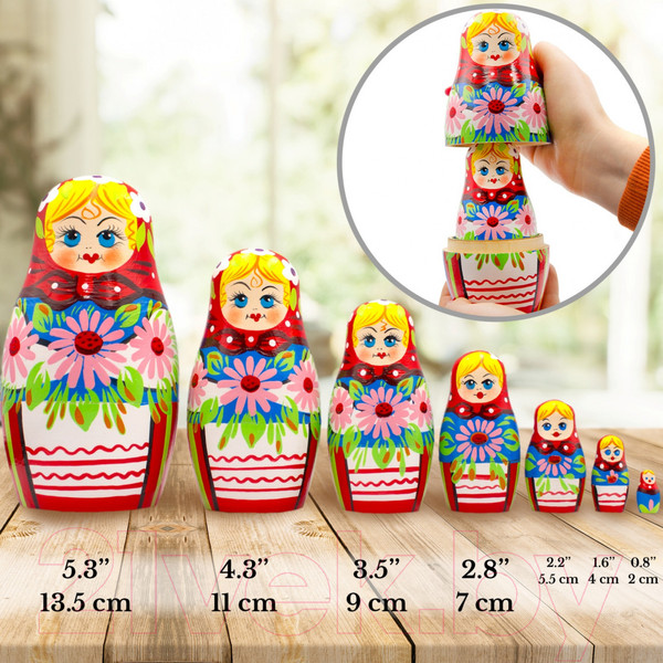 Изображение товара Матрешка сувенирная Брестская Фабрика Сувениров С украшениями из лилий 7004