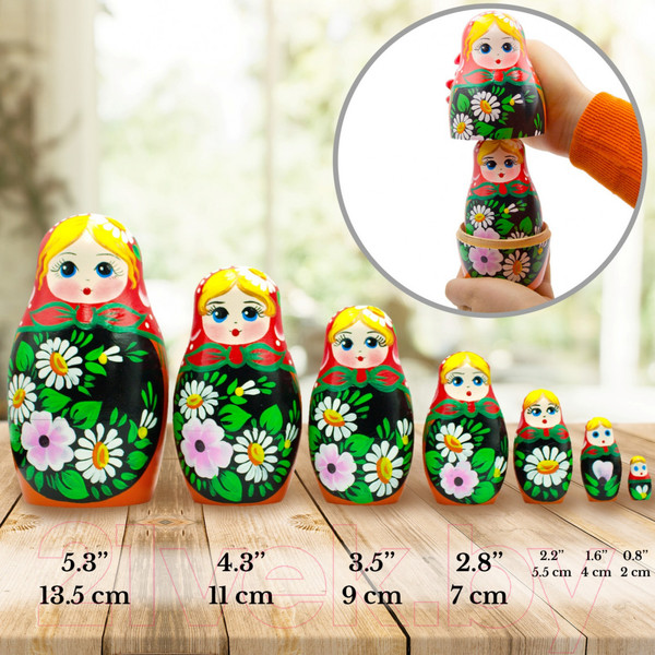 Изображение товара Матрешка сувенирная Брестская Фабрика Сувениров С нотками из лилий и ромашки 7005