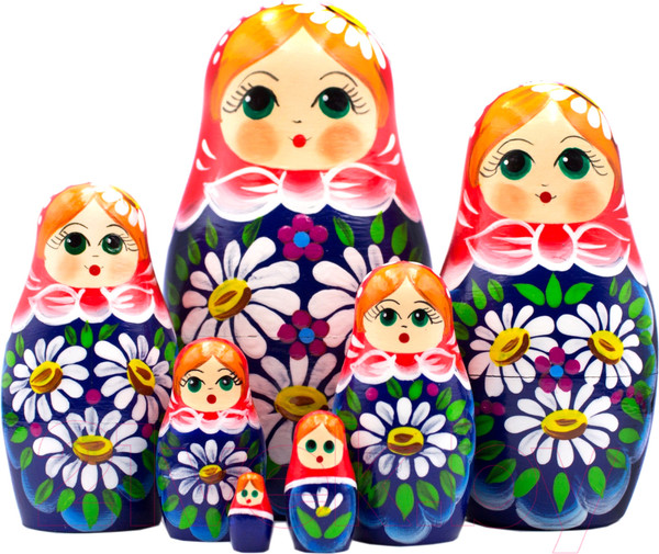 Изображение товара Матрешка сувенирная Брестская Фабрика Сувениров С расписанным букетом цветов ромашки 7007