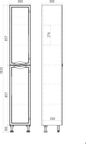 Изображение товара Шкаф-пенал для ванной Viant Лима / VLIM300-PENR