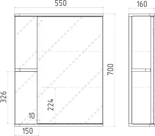 Изображение товара Шкаф с зеркалом для ванной Viant Париж 55 / VPAR55-ZSHR