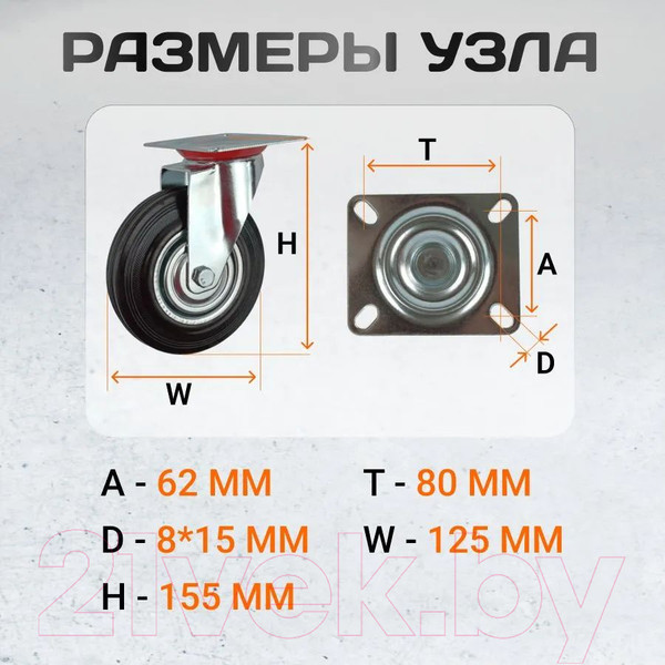 Изображение товара Опора колесная для тележки складской RAD А 125 / 71037258