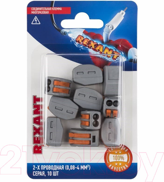 Изображение товара Клемма Rexant 06-0200-B10 (серый, 10шт)
