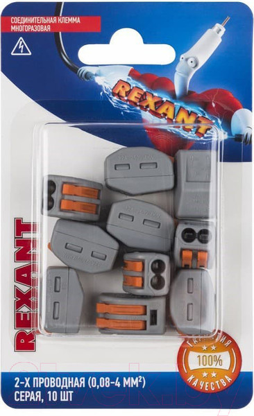 Изображение товара Клемма Rexant 06-0200-B10 (серый, 10шт)