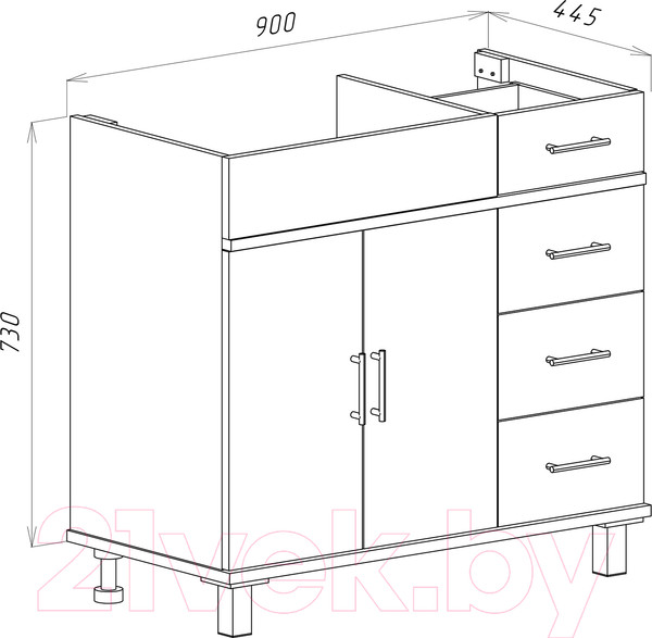 Изображение товара Тумба под умывальник Misty Купер 90 / П-Куп01090-0124ЯЛ
