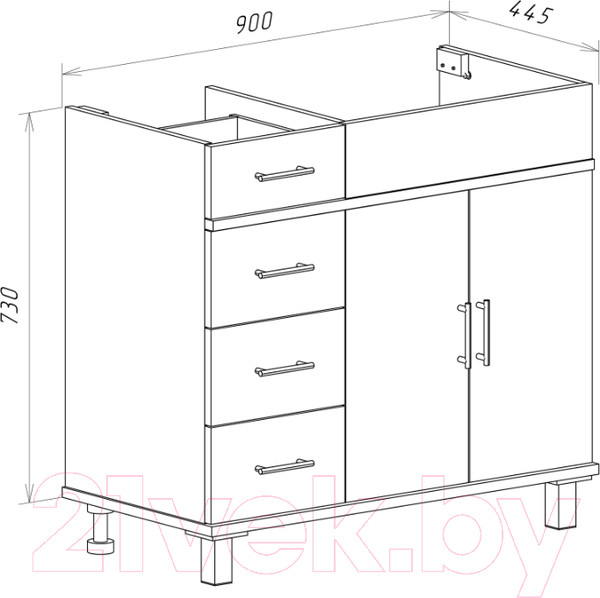 Изображение товара Тумба под умывальник Misty Купер 90 / П-Куп01090-0124ЯП