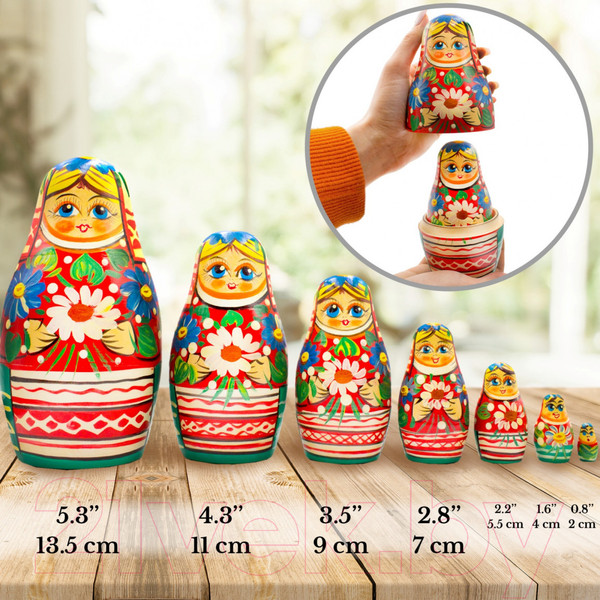 Изображение товара Матрешка сувенирная Брестская Фабрика Сувениров В традиционной белорусской одежде с орнаментом 7034