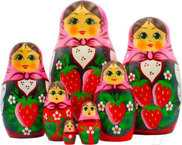 Изображение товара Матрешка сувенирная Брестская Фабрика Сувениров В платье-сарафане с клубникой 7041