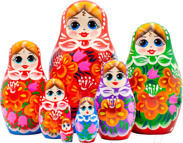 Изображение товара Матрешка сувенирная Брестская Фабрика Сувениров В платье-сарафане с букетом колокольчиков и лилий 7065