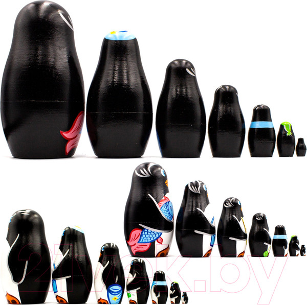 Изображение товара Матрешка сувенирная Брестская Фабрика Сувениров В виде забавной семьи пингвинов 7108