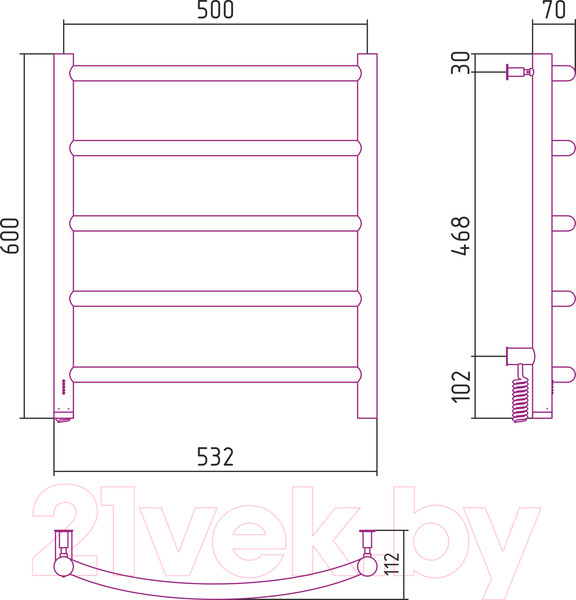 Изображение товара Полотенцесушитель электрический Сунержа Галант 4.0 60x50 / 00-0830-6050