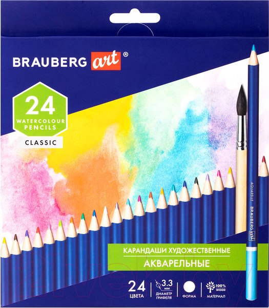 Изображение товара Набор акварельных карандашей Brauberg Art Classic / 181530 (24цв)