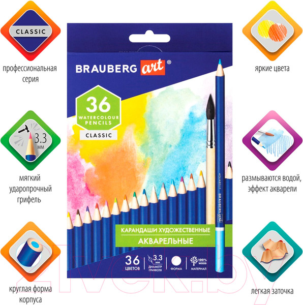 Изображение товара Набор акварельных карандашей Brauberg Art Classic / 181531 (36цв)