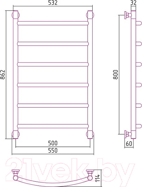 Изображение товара Полотенцесушитель водяной Сунержа Галант+ 80x50 / 05-0200-8050