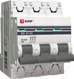Изображение товара Выключатель автоматический EKF ВА 47-63 3Р 3А (C) PROxima / mcb4763-3-03C-pro
