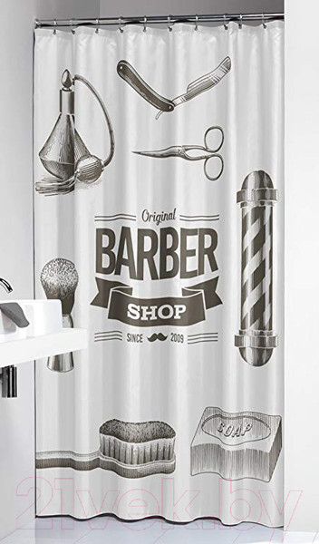 Изображение товара Шторка-занавеска для ванны Sealskin TXT Barber 233691319 (180x200, черный)