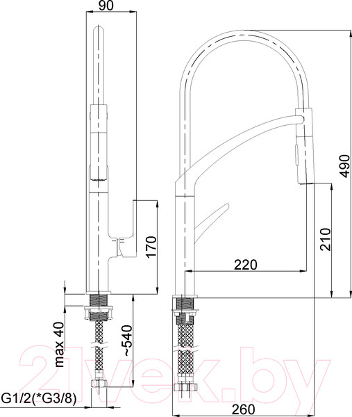 Изображение товара Смеситель Rubineta Ultima-50(WT) / UL50078