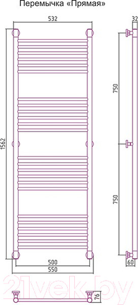 Изображение товара Полотенцесушитель водяной Сунержа Богема+ прямая 150x50 / 00-0220-1550